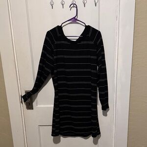 Black and White Striped Long Sleeve Dress